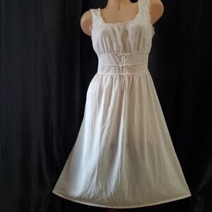 30's - 50's FRAY PRUF Nightgown Dress WHITE Sweet Coquette Milkmaid Cottage MED